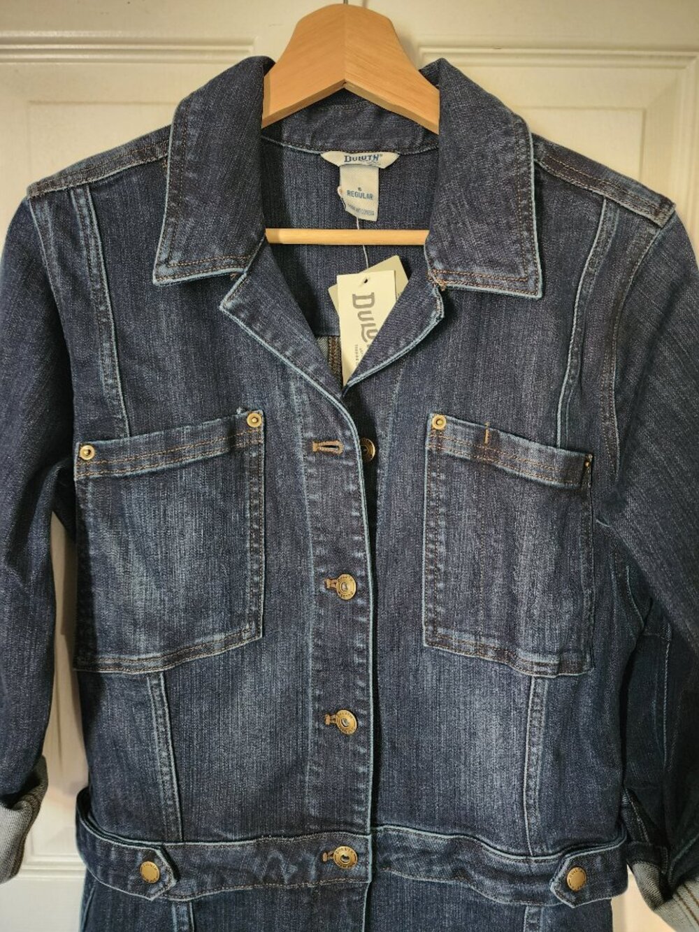 Duluth Trading Co Denim Double Flex Coveralls Jumpsuit Women's Size 6 Reg NWT